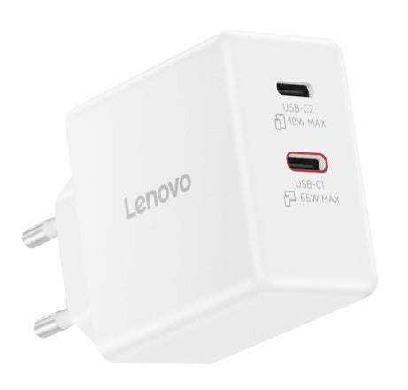 Lenovo G0A6065WEU USB-Desktop-Ladegerät 65 W – USB-C×2 – 1,5 m Kabel, Weiss – für mobile Geräte