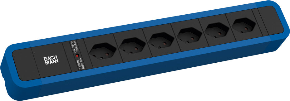 Bachmann Steckdosenleiste – 6× T13, 2 m, blau