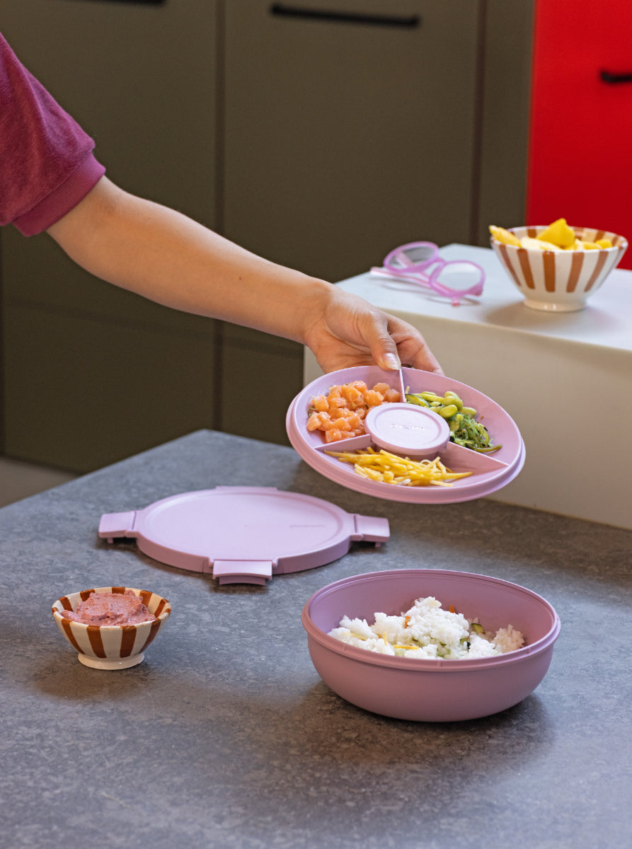 Brabantia Salatschüssel Make & Take – 1,3 l, Ø 21,5 cm, Kunststoff, Rosa, mit Deckel, spülmaschinenfest