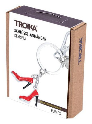 TROIKA Schlüsselanhänger Pumps – Metall, Schwarz/Rot/Silber, 35 × 122 × 8 mm