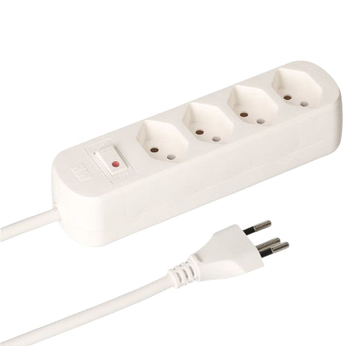 Max Hauri AG Max Hauri Basic Line Steckdosenleiste – 4× T13, 1,5 m, mit Schalter, Weiss