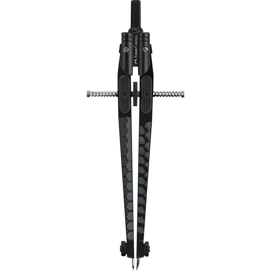 Faber-Castell Schnellverstellzirkel – Länge 170 mm, max. Kreis-Ø 39 cm, im Etui, Schwarz, Silber
