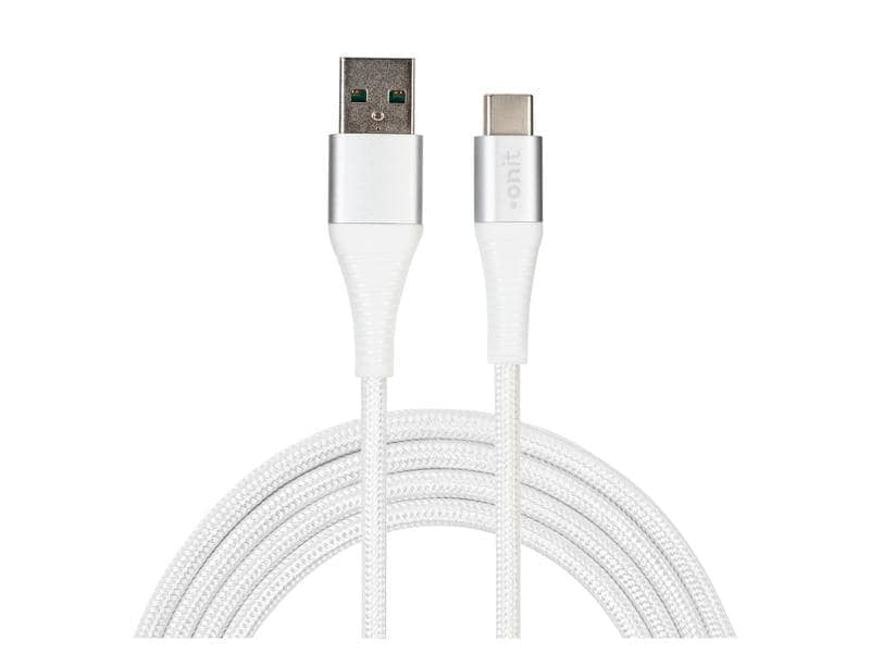 ONIT USB-A auf USB-C Kabel – USB 2.0 (480 Mbit/s) – 2 m – PD 66 W – Geflochten – Weiss