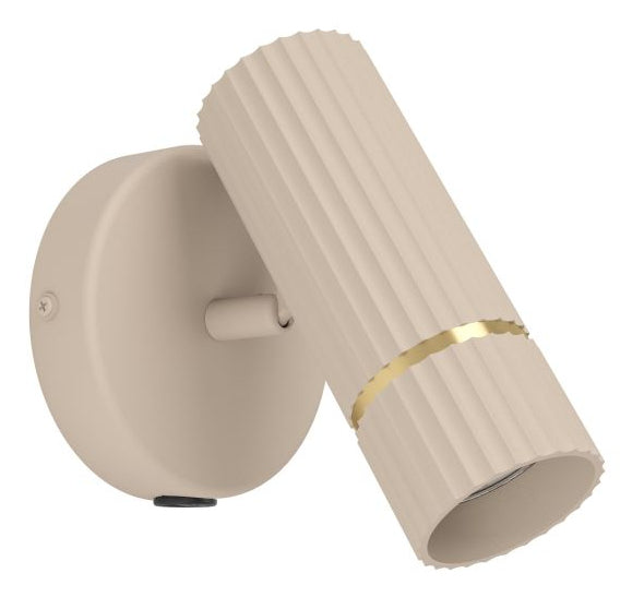 EGLO Wandleuchte CAMINIA – Ø 14 × 15,5 cm, 345 lm, 4,7 W, 3000 K, dimmbar, beige, Ein/Aus-Schalter