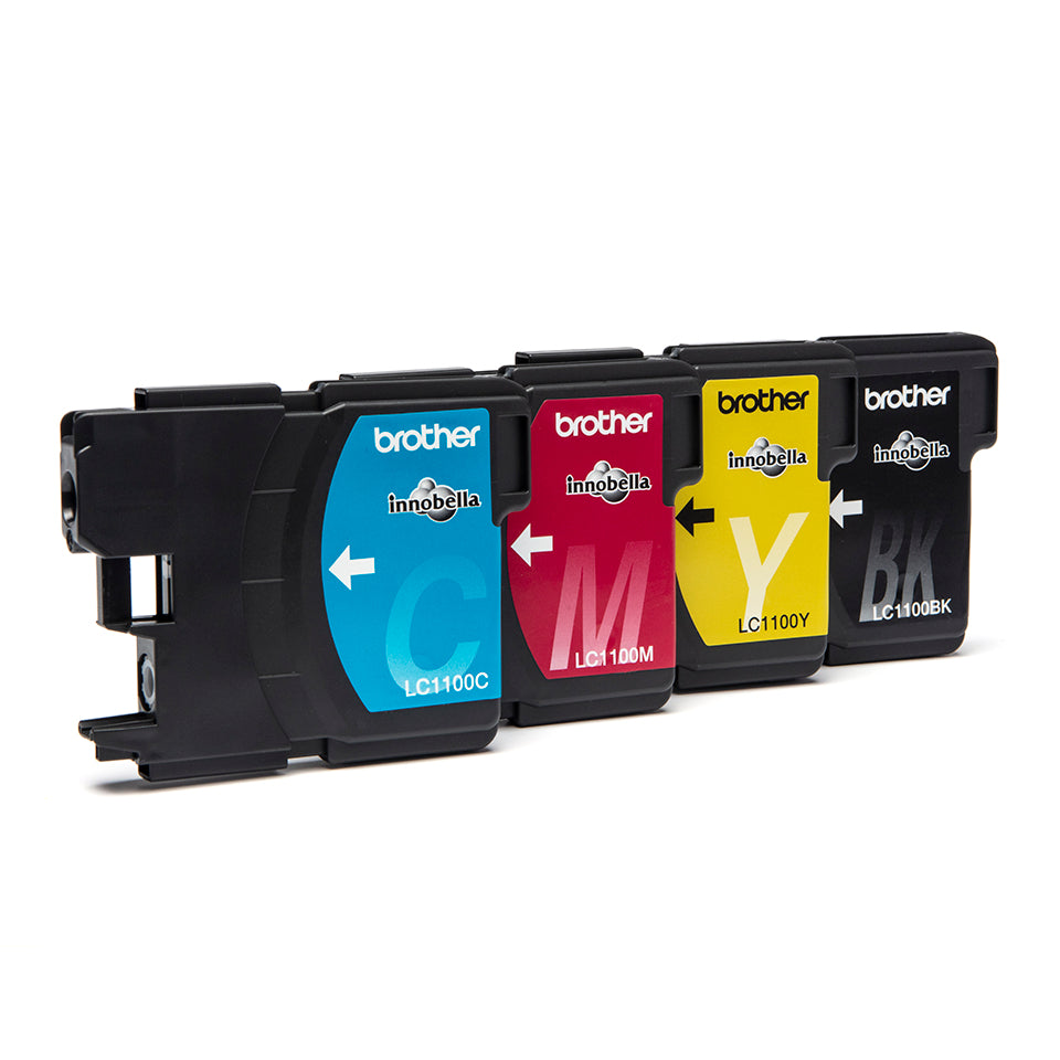 Brother Tintenpatronen-Multipack LC1100, CMYK, 4er-Pack, Original – für DCP-385C, DCP-395CN, DCP-585CW und andere