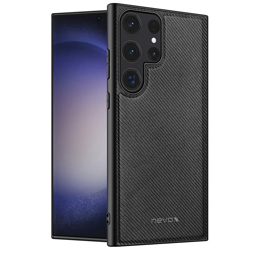 nevox StyleShell NYLO Backcover – für Samsung Galaxy S25 Ultra, Nylon+PC+TPU, schwarz, Karbonfaser