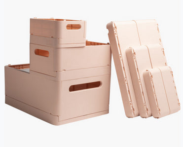 Exacompta Skandi Aufbewahrungsbox A4+ – klappbar, stapelbar, 375 × 40 × 275 mm, hellrosa, Kunststoff