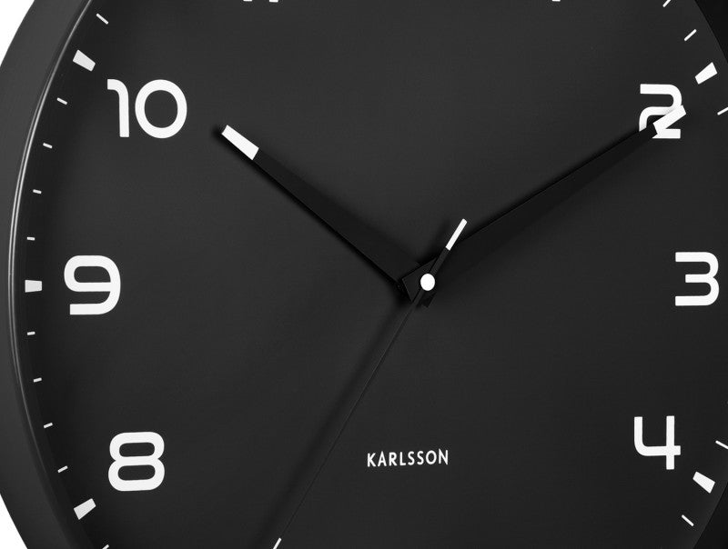 Karlsson Wanduhr Orgullo, Schwarz, Aluminium