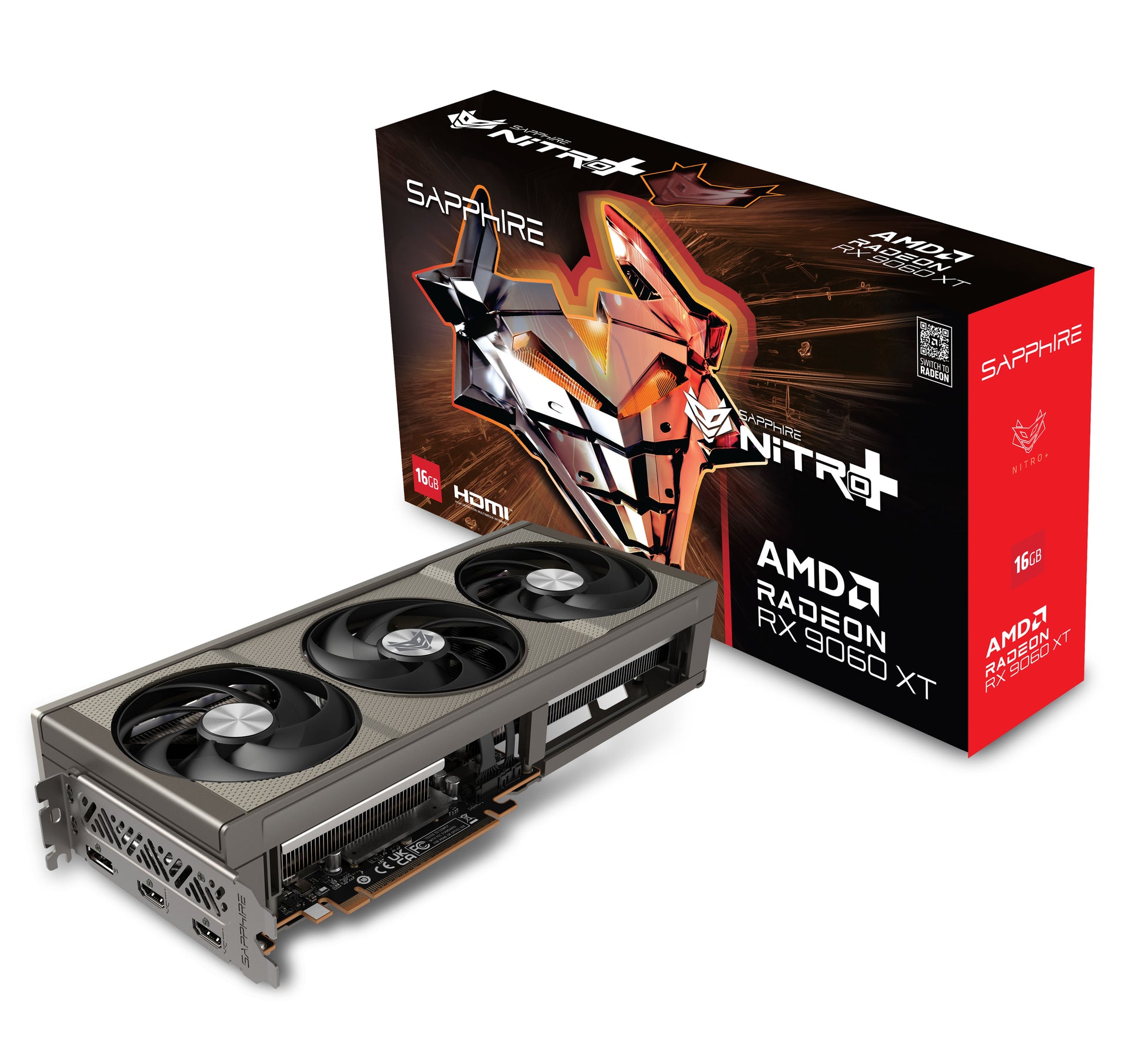 Sapphire NITRO+ Radeon RX 9060 XT – 8 GB GDDR6, PCIe x16 5.0, 2×HDMI, 1×DisplayPort