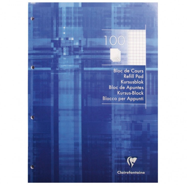 Clairefontaine Ringbuchblock, A4, kariert, Leimbindung, 100 Blatt, 2-fach gelocht, 90 g/m² – blau