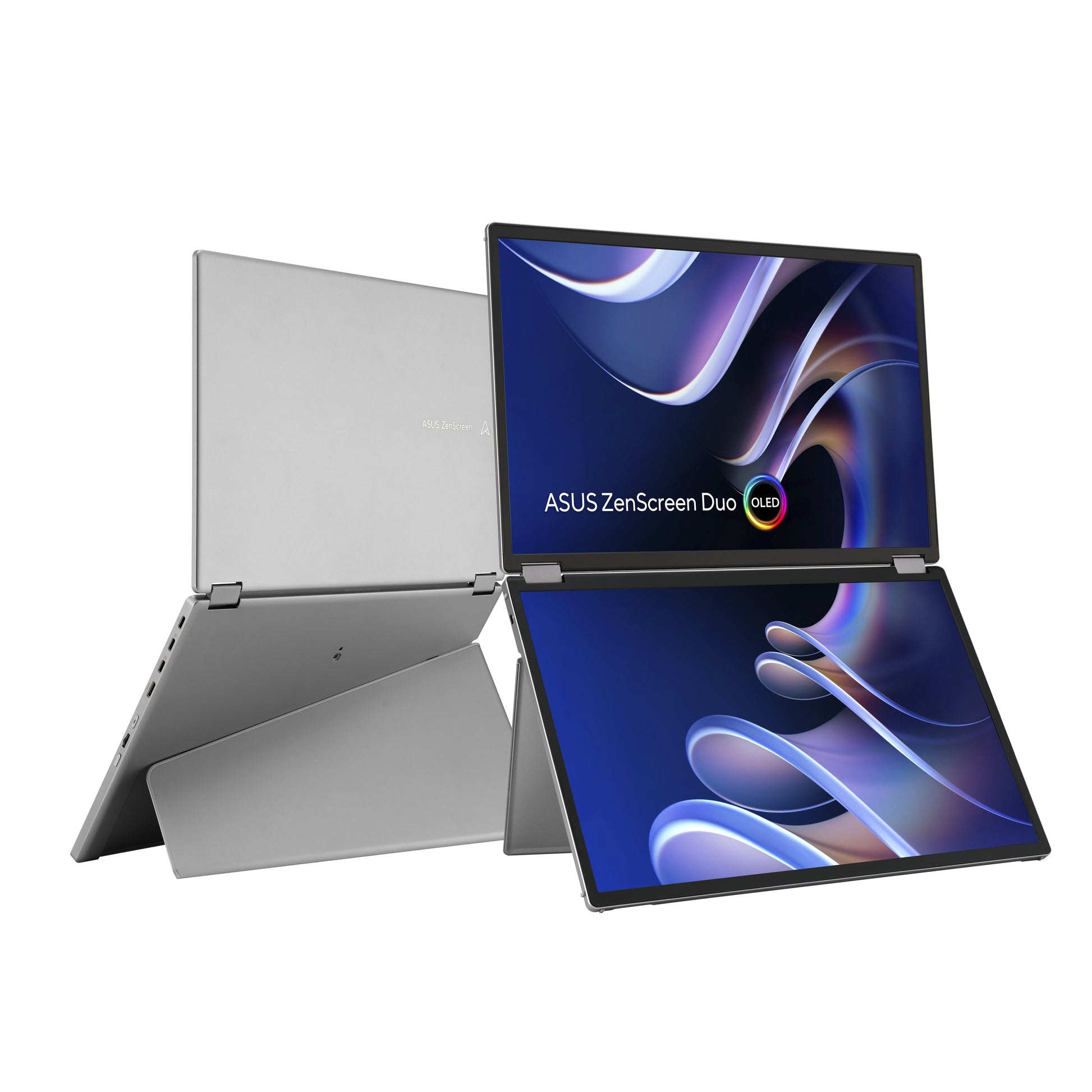 ASUS ZenScreen Duo MQ149CD – Portabler Monitor, 14", USB-C, mini-HDMI, Kensington-Schloss, Silber