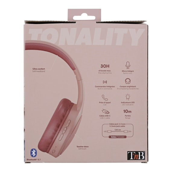 T'nB Tone On-Ear Kopfhörer – Stereo, Kabel + BT, 3,5 mm Klinke, faltbar, Terrakotta, BT 5.1