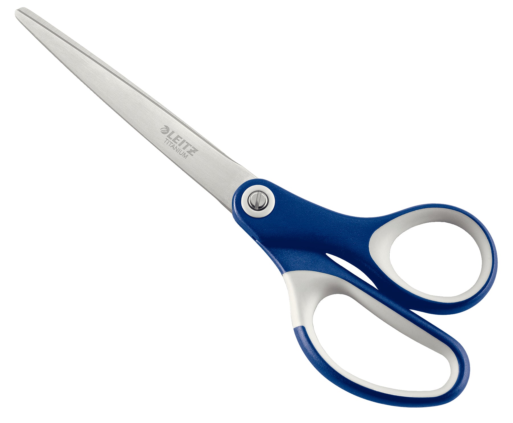 Leitz Universalschere – titanbeschichtet, für Rechts- und Linkshänder, abgerundet, Softgrip, Kunststoff, blau