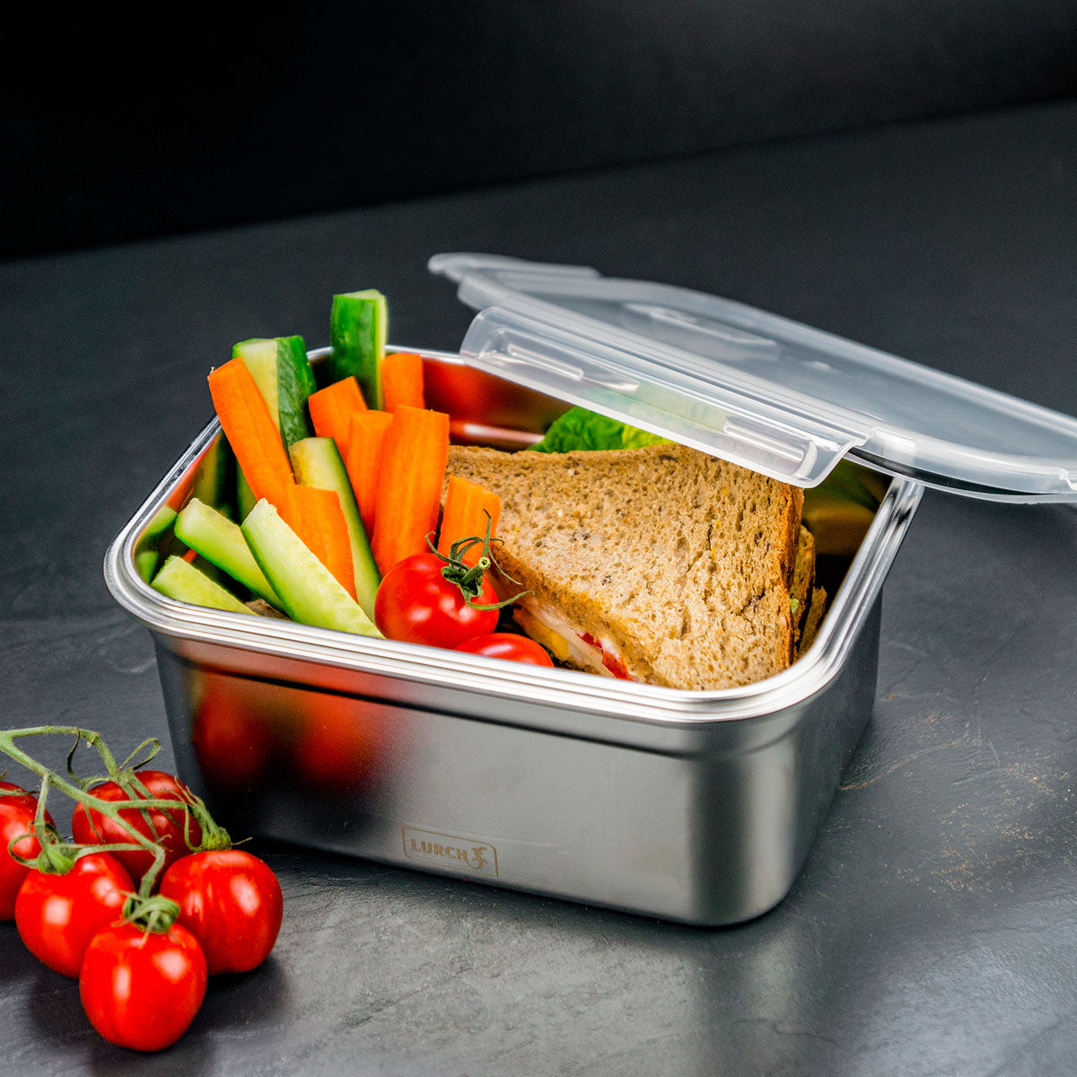 Lurch Lunchbox – 500 ml, 14,5 × 10,5 × 6,0 cm, Edelstahl/Kunststoff, Silber, spülmaschinenfest, gefrierfest