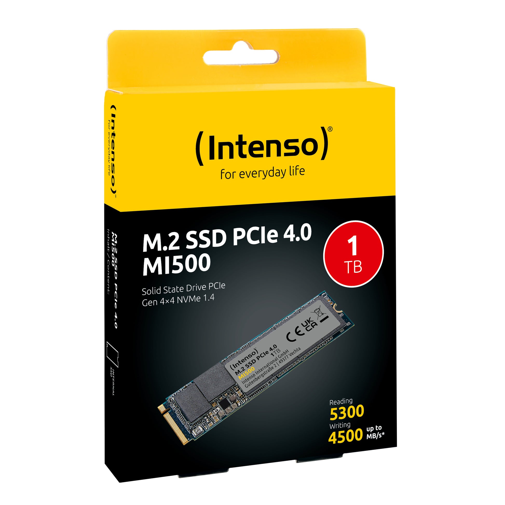 Intenso MI500 1 TB M.2 2280 NVMe PCIe 4.0 – 5300 MB/s Lesen, 4500 MB/s Schreiben