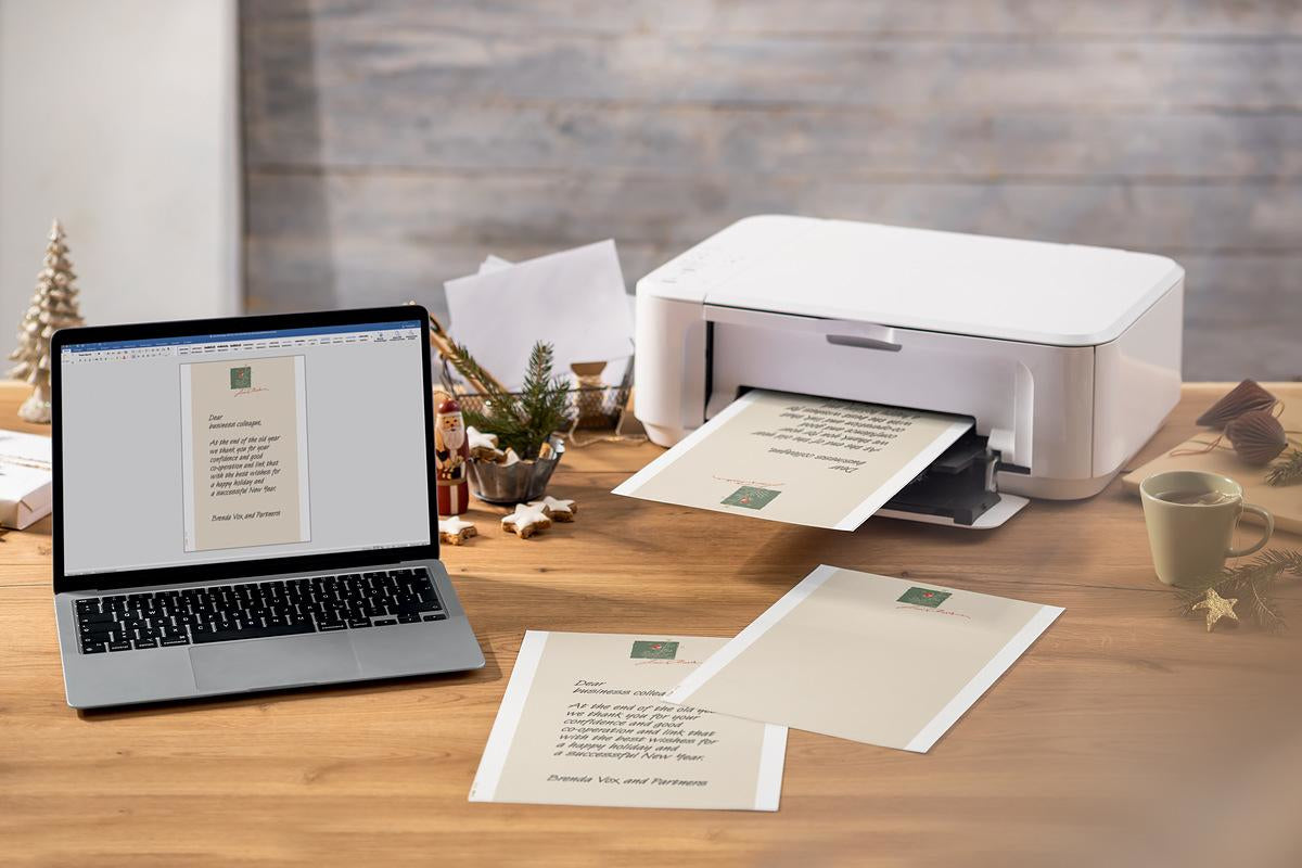 Sigel Motivpapier – A4, 90 g/m², Motiv Weihnachten mit Äpfeln – für Inkjet/Laser/Kopierer – FSC – 100 Blatt