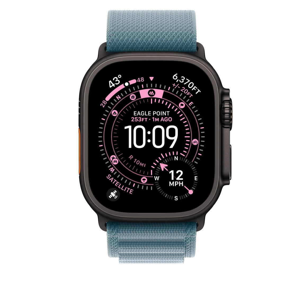 Apple Alpine Loop – Armband – für Apple Watch 49 mm, Black Titanium Finish, M, Titan