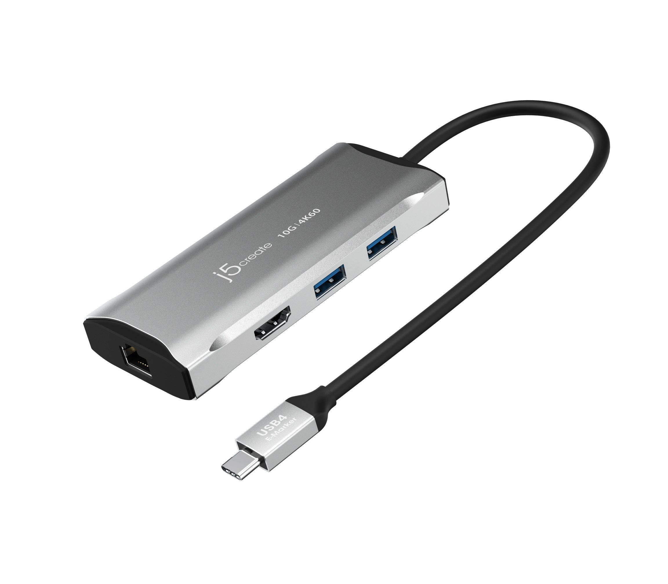 j5create JCD392-N Multiport-Adapter – USB-C, 1× HDMI, 2× USB-A, 100 W PD, GbE, für Windows/Mac