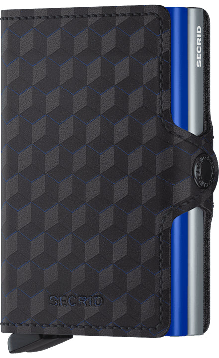 Secrid Twinwallet Kartenetui – RFID-Schutz, 16 Karten – 70×25×102 mm – Aluminium, Leder – Blau