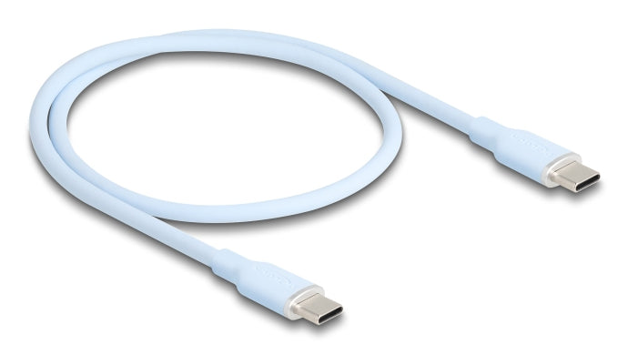 DeLOCK USB-C auf USB-C Kabel – USB 2.0 (480 Mbit/s) – 0,5 m – PD 60 W – Silikon – Blau