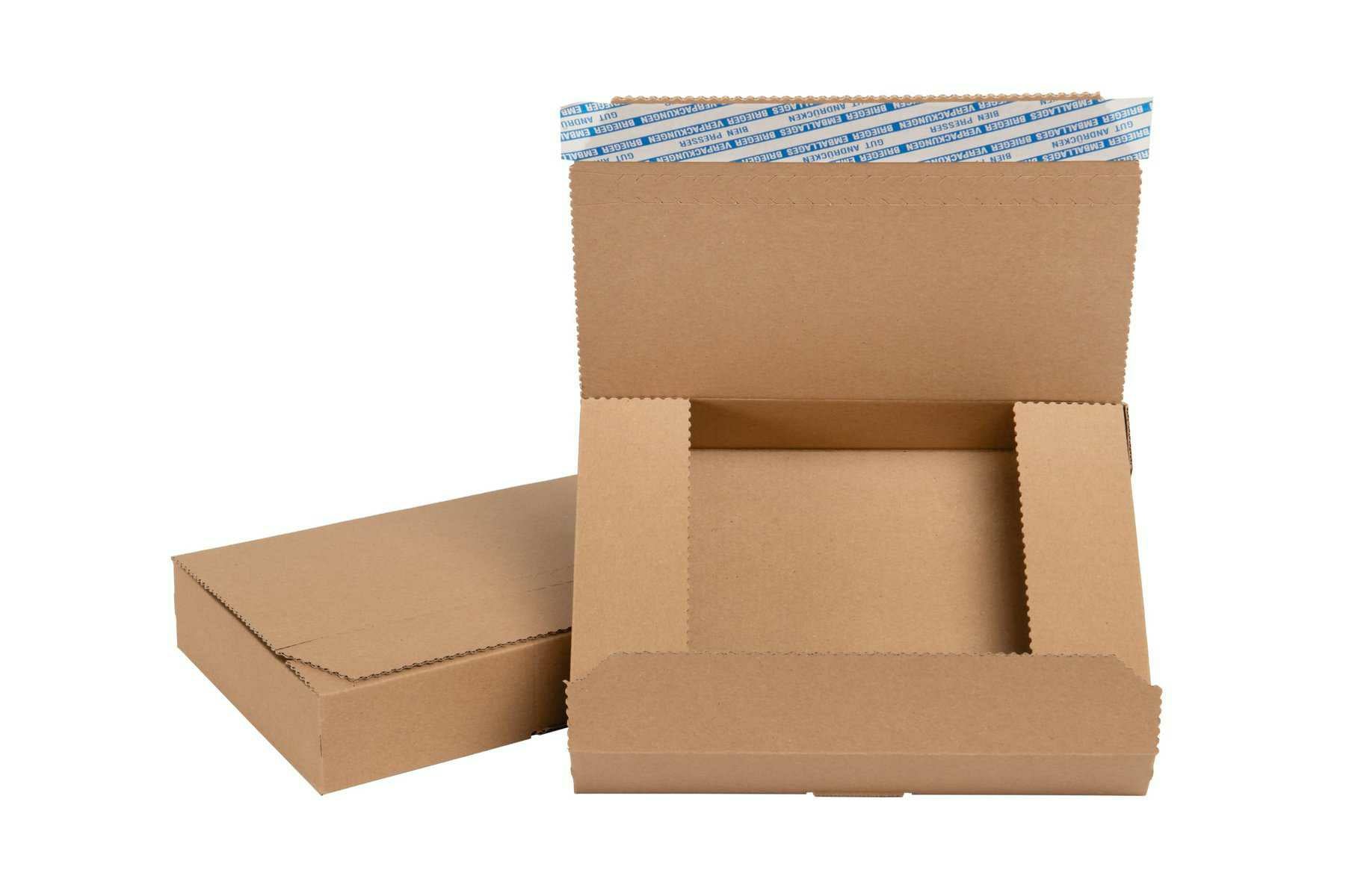 Brieger Aufrichtekarton – 240 × 165 × 41 mm, Automatikboden, selbstklebend, braun – 25 Stk.