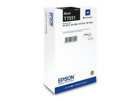Epson Tintenpatrone T75514N, Schwarz, XL, 5’000 Seiten – für WF-8010, WF-8090