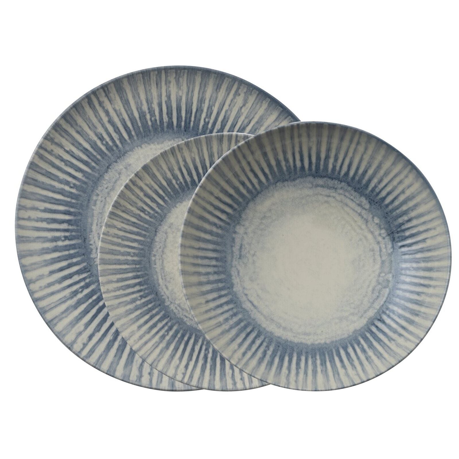 Arthur Krupp Essteller – 12er Set, Steinzeug, Blau, spülmaschinenfest, mikrowellengeeignet