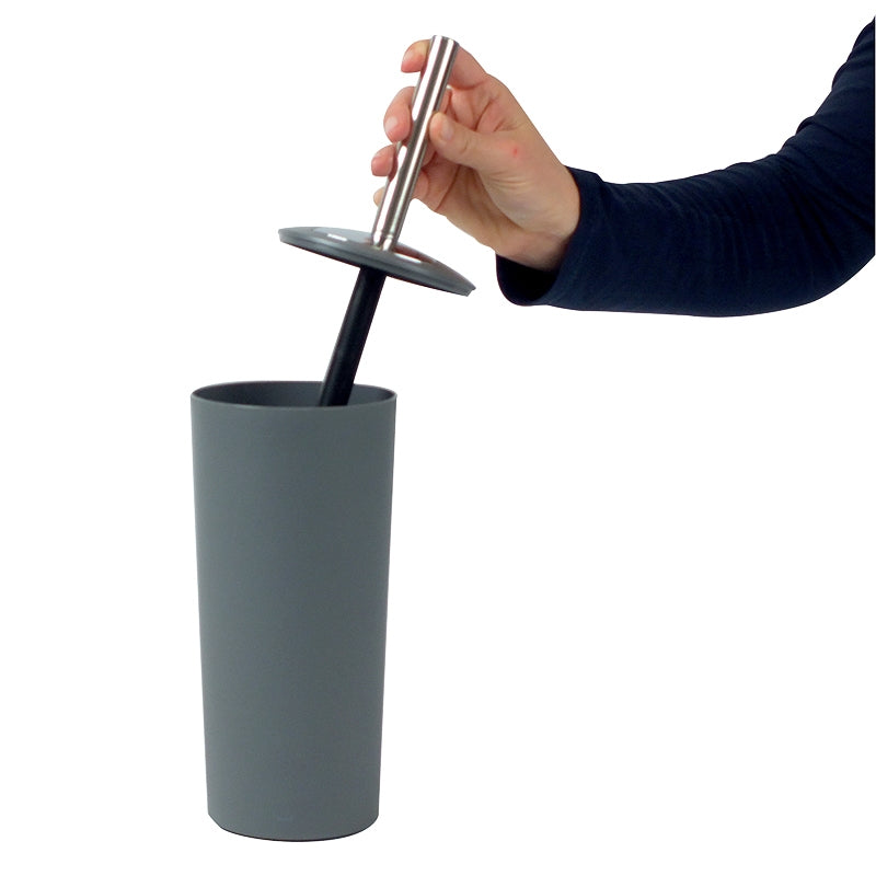 Kela WC-Bürstenset – Kunststoff, grau, bodenstehend, mit Deckel, H 36,5 cm, Ø 11 cm