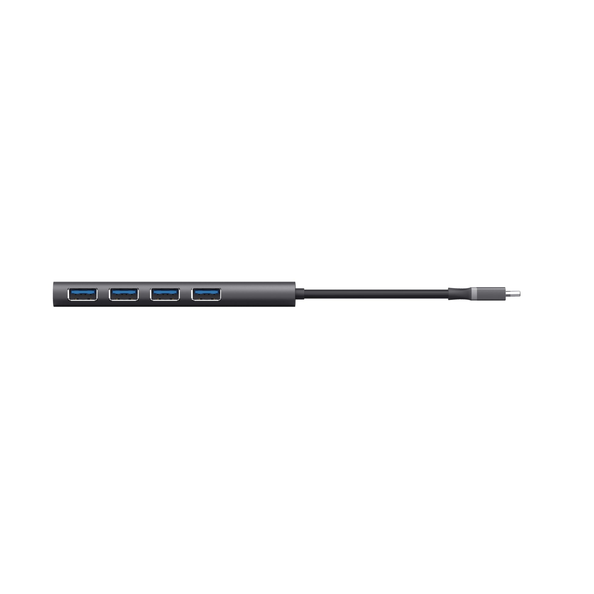 Trust Halyx USB-Hub – USB-C, 4× USB-A (USB 3.2 Gen 1, 5 Gbps) – USB-C – 210 × 21 × 11 mm