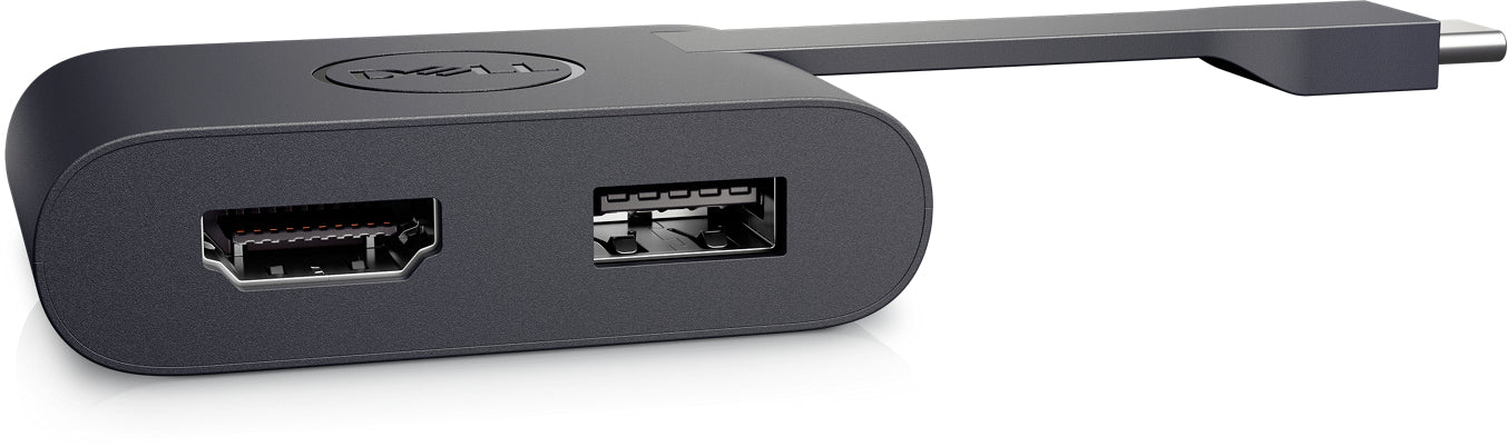 DELL DA20 Adapter USB-C zu HDMI + USB – 4K (3840 × 2160) @ 60 Hz, HDMI 2.0, Plug & Play, Schwarz