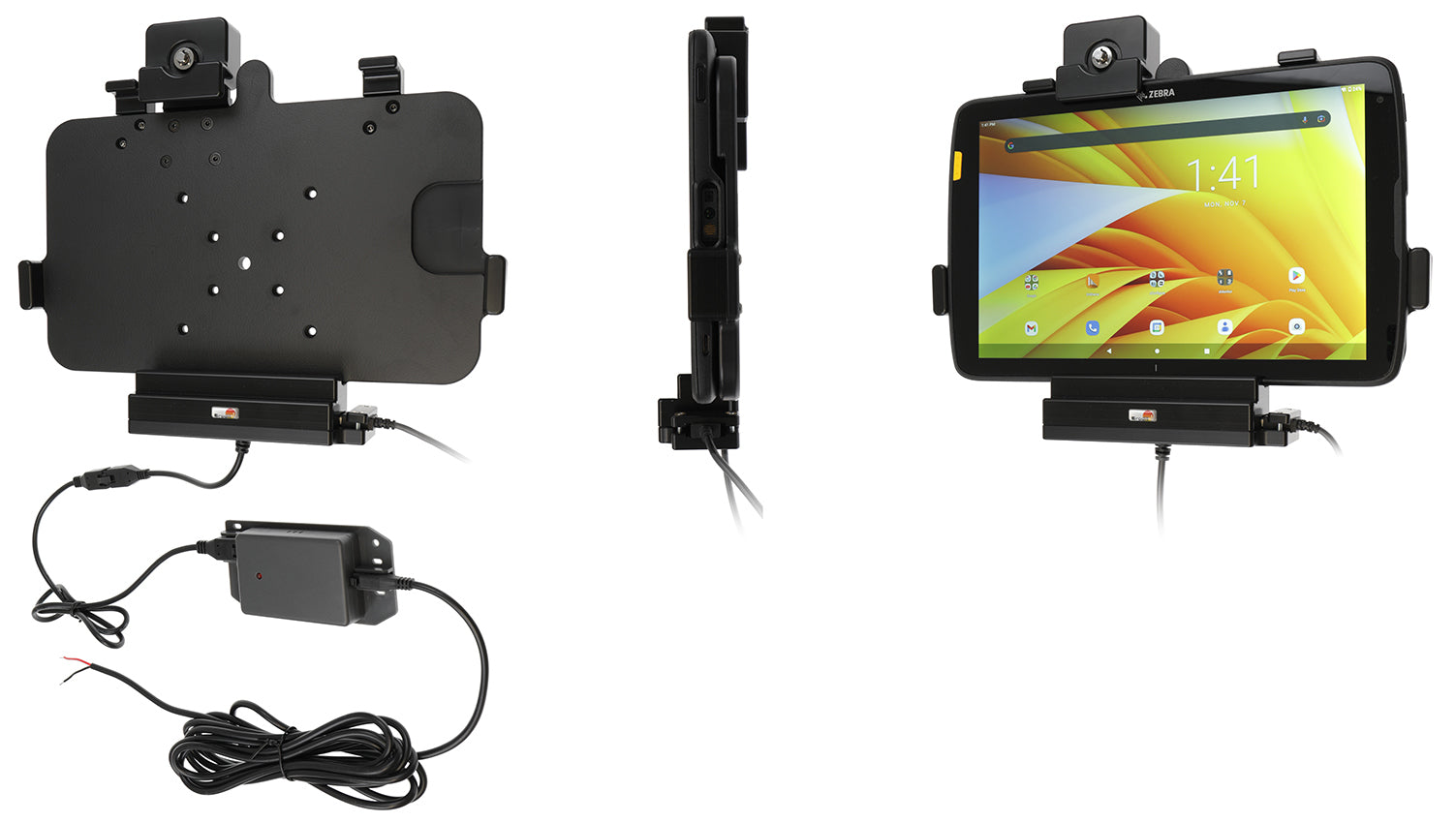 Brodit Fahrzeug-Dock für Zebra ET45 10", ET40 10" – abschliessbar, mit Ladegerät – Schwarz