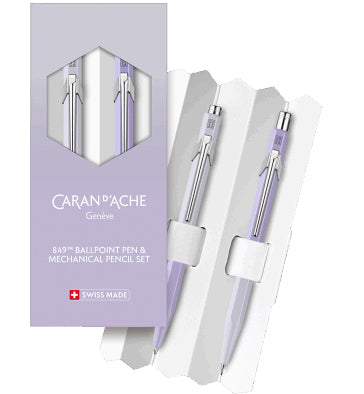Caran d-Ache Caran d'Ache Blooming Lavender Schreibgeräte-Set – Kugelschreiber + 0,5 mm Druckbleistift – Schwarz – 2-teilig