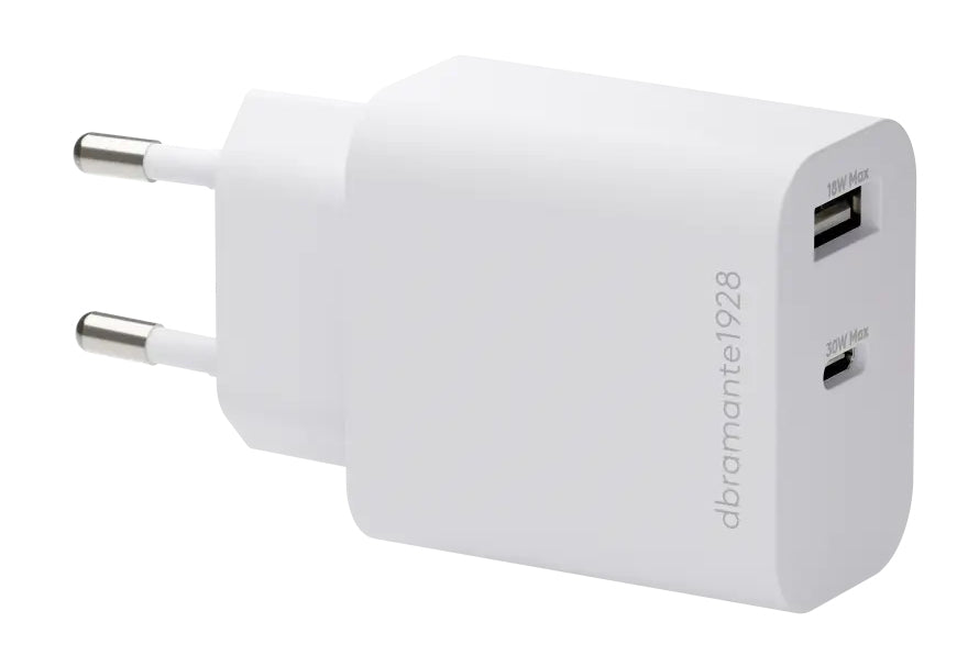 dbramante1928 CH30EUWH7246 USB-Ladegerät 48 W – USB-C×1, USB-A×1 – PD, PPS – EU-Stecker (Typ C) – Weiss