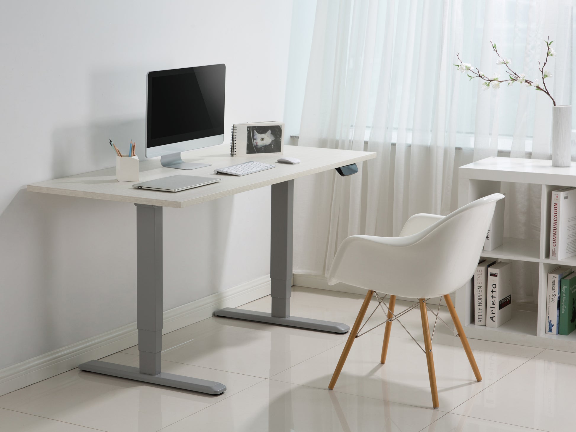 Equip ERGO – Sitz-/Steh-Tischgestell ohne Platte, elektrisch, 100–170 cm, 2 Motoren, 100 kg, weiss