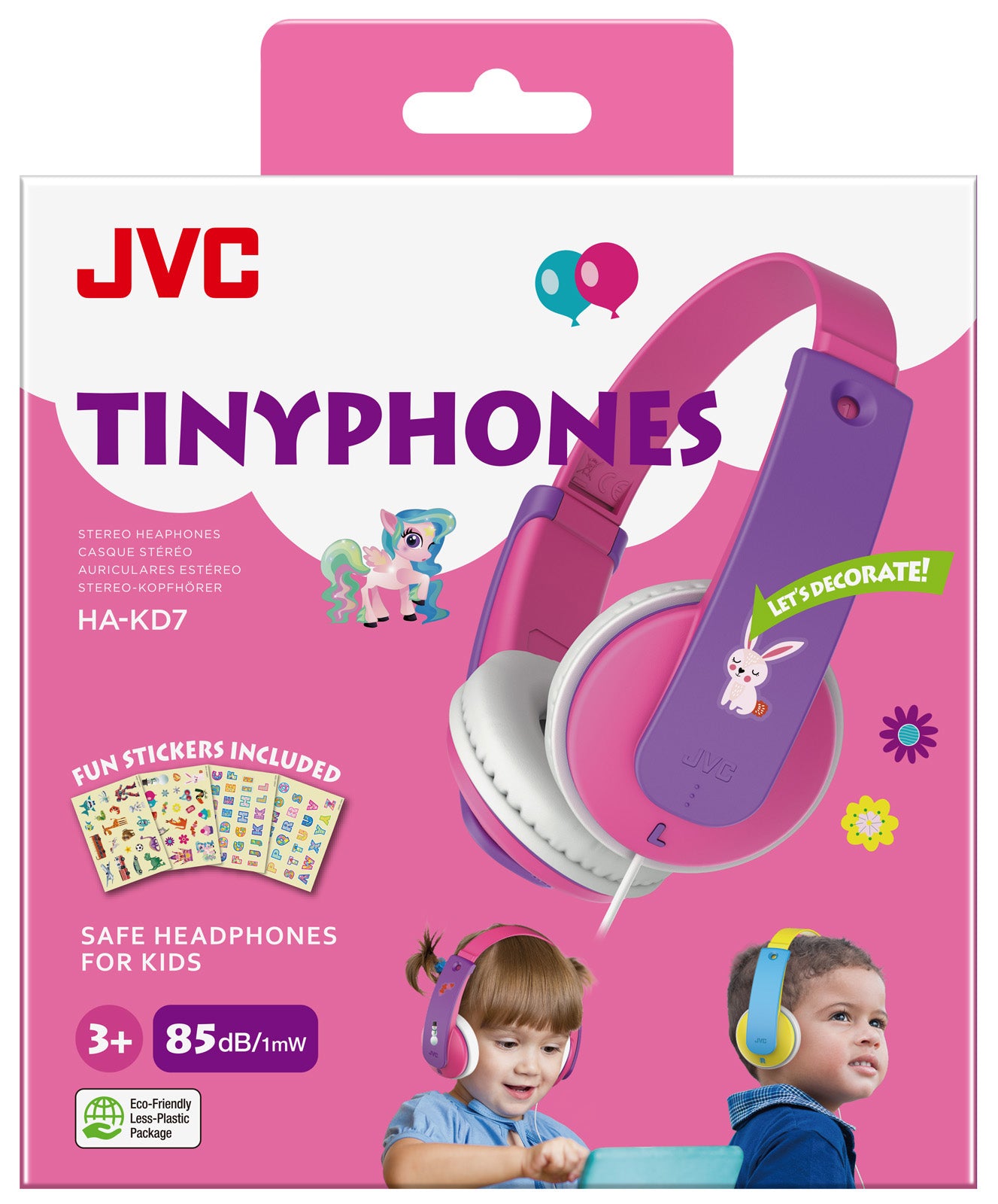 JVC HA-KD7-PN – On-Ear Kopfhörer – 3,5 mm Klinke, geschlossen, Lautstärkebegrenzung – Pink/Violett
