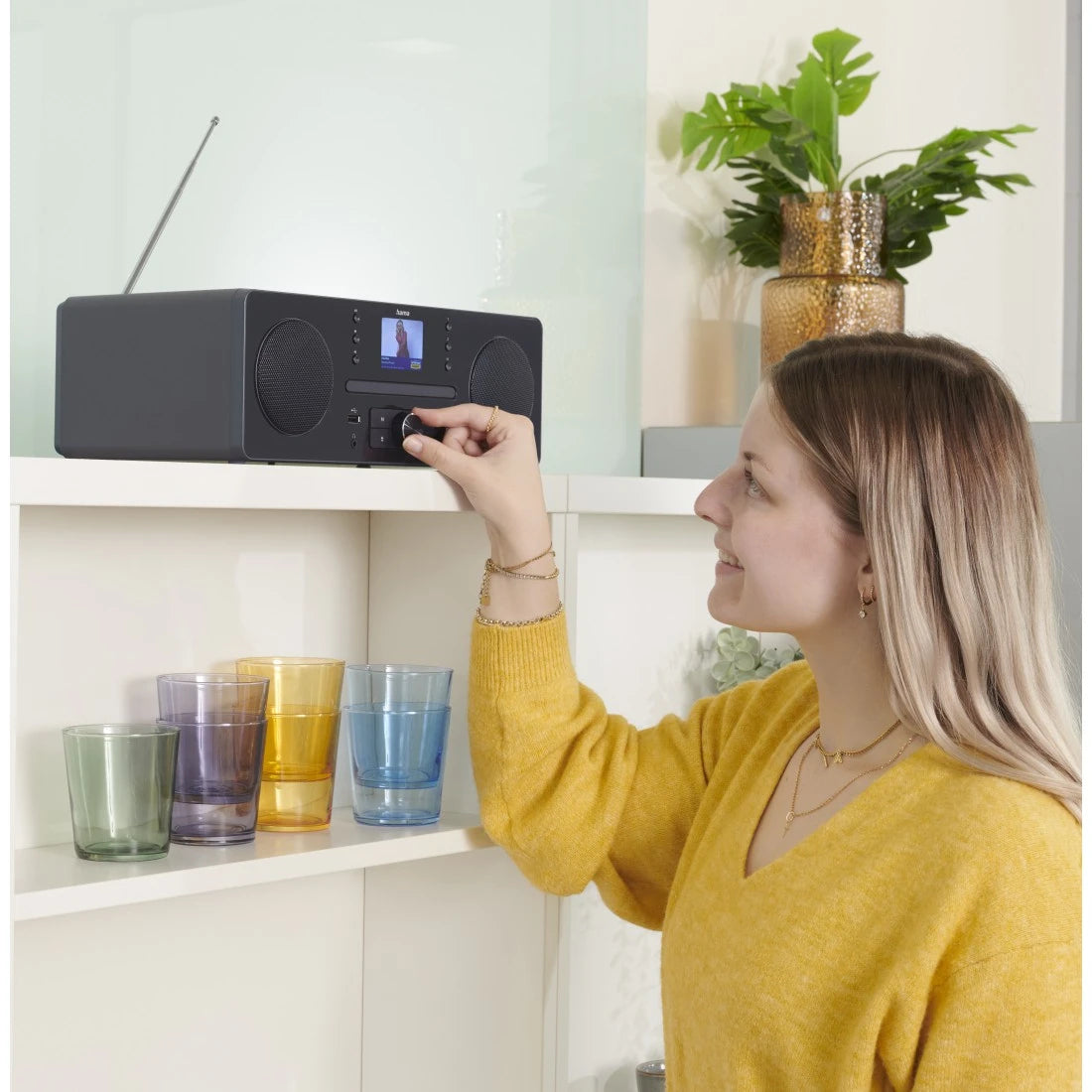 Hama DR1560CBT – DAB+/UKW-Tischradio, Bluetooth, CD – Schwarz/Grau