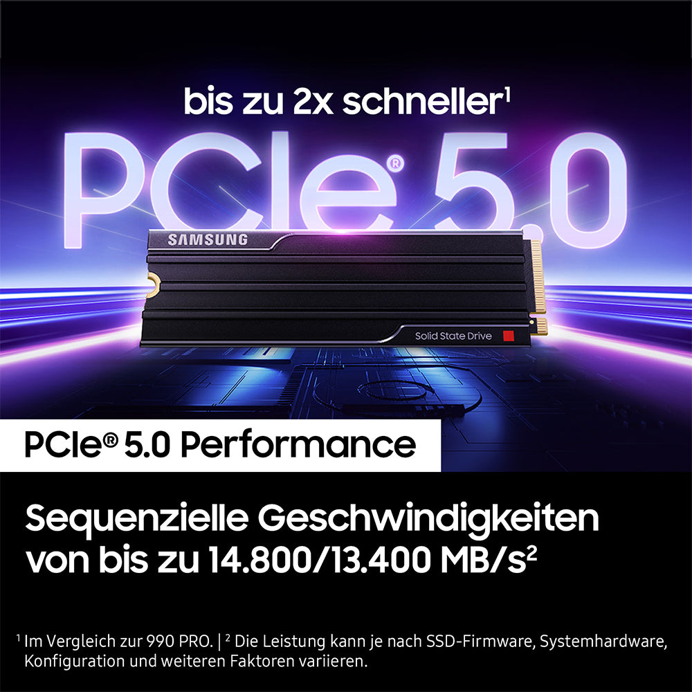 Samsung 9100 PRO – M.2 2280, PCIe 5.0 NVMe 2.0, 4 TB, 14'800/13'400 MB/s Lesen/Schreiben