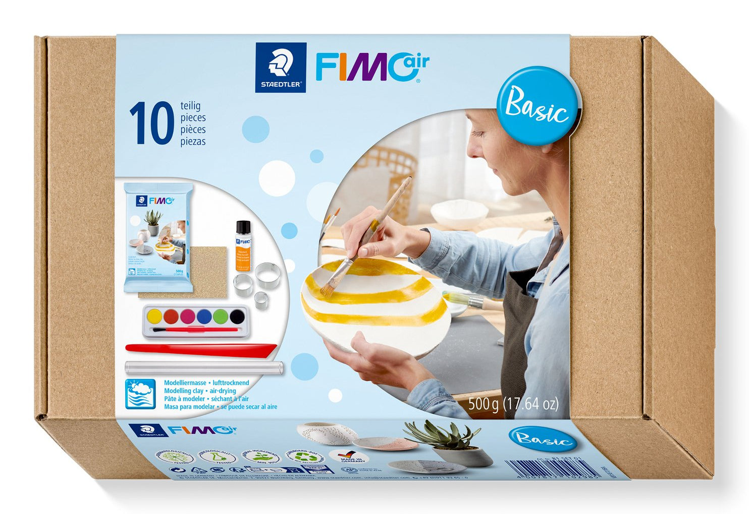 Staedtler FIMO air Basis-Set – Modelliermasse-Set (lufthärtend) – 500 g
