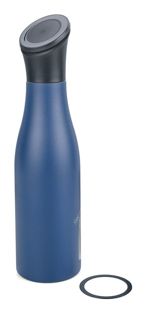 TROIKA STAND BY ME Isolierflasche 550 ml – doppelwandig 12 h heiss/24 h kalt, Edelstahl, Klappdeckel, Blau
