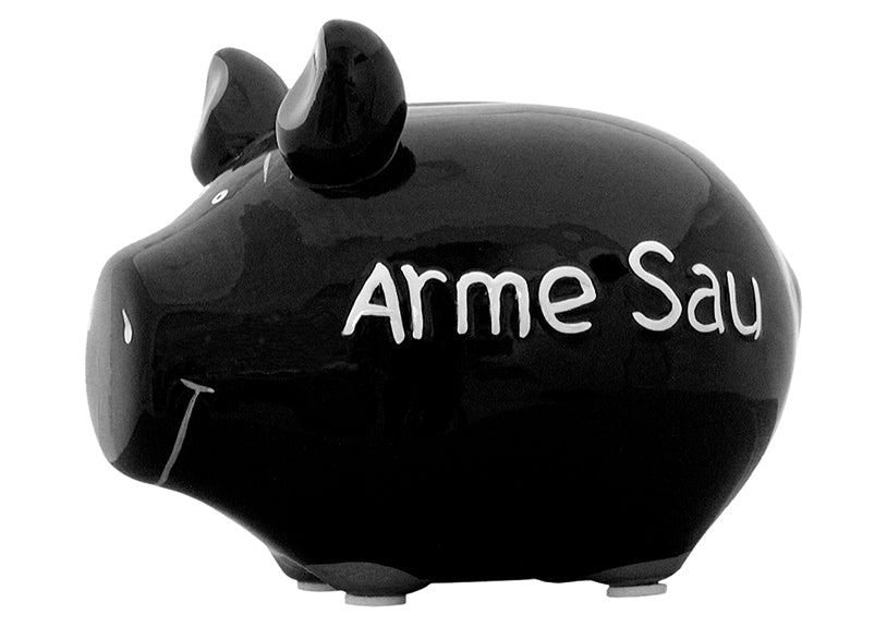 G. Wurm Spardose – Keramik, Schwarz – 12,5 × 9 × 9 cm