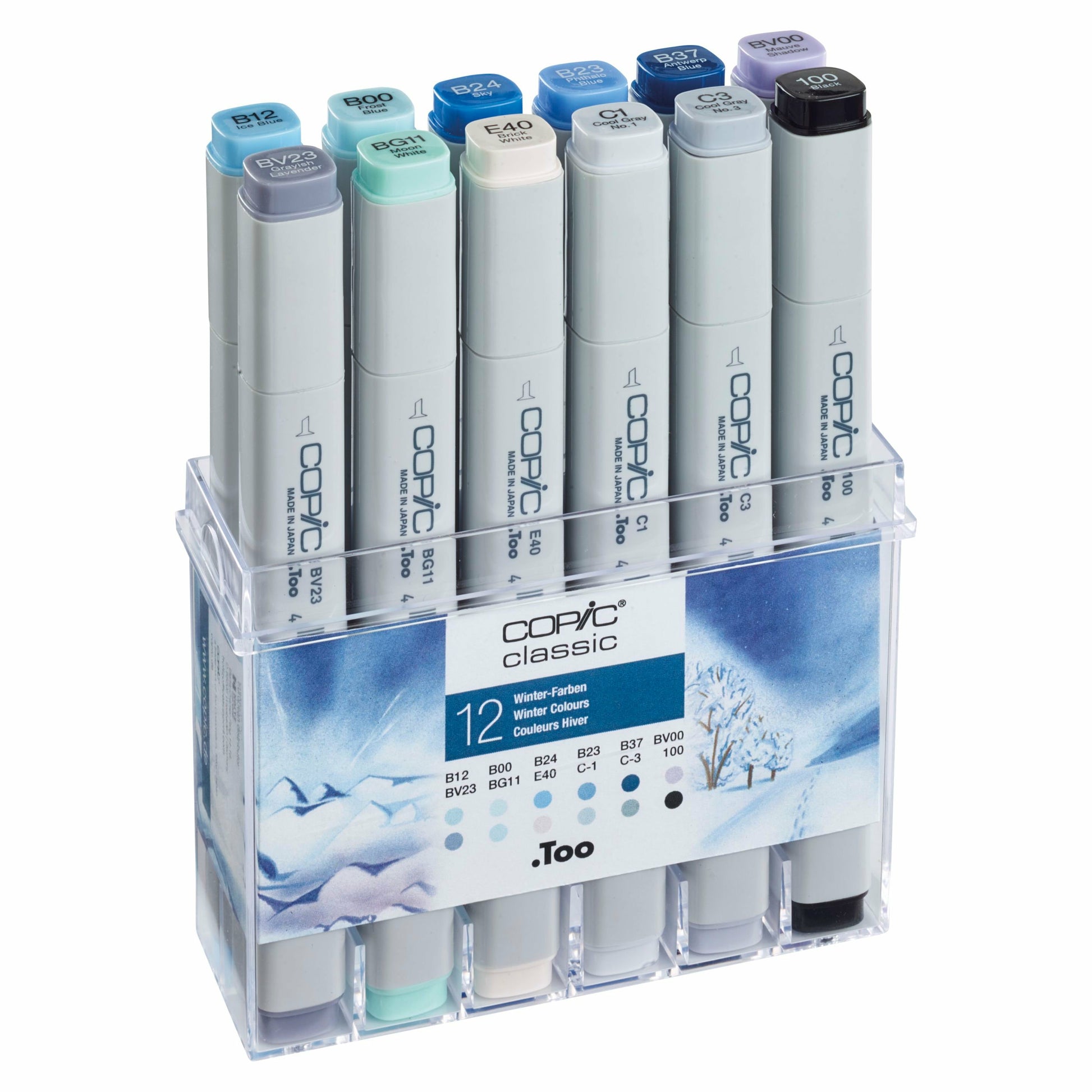 Copic Classic Marker – Duo-Spitze Meissel/Feinspitze, Mehrfarbig, 12er Set