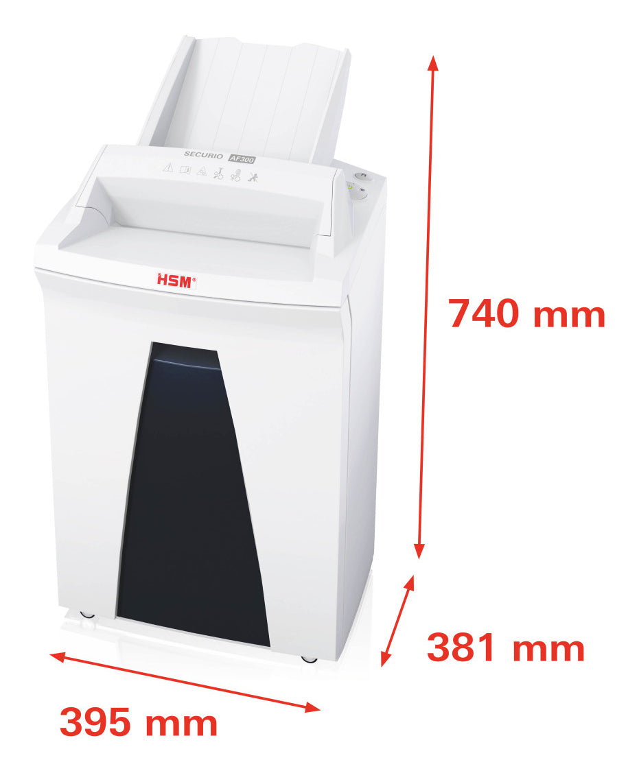 HSM Securio AF300 – Aktenvernichter mit Autofeed 300 Blatt, DIN P-5, Partikelschnitt 1,9 × 15 mm, 35 l, A4