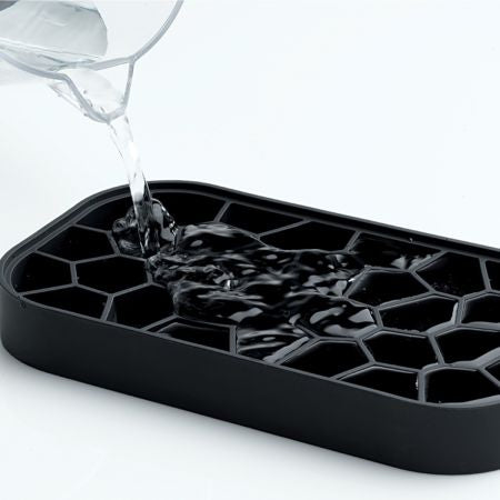 Lékué Eiswürfelbox – 22,5 × 12,5 × 12 cm, Silikon, Schwarz, 132 Stk., mit Deckel, spülmaschinenbeständig