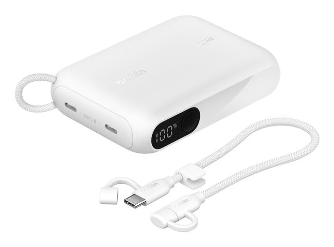 Belkin Powerbank 10'000 mAh – 20 W PD, 2× USB-C, weiss
