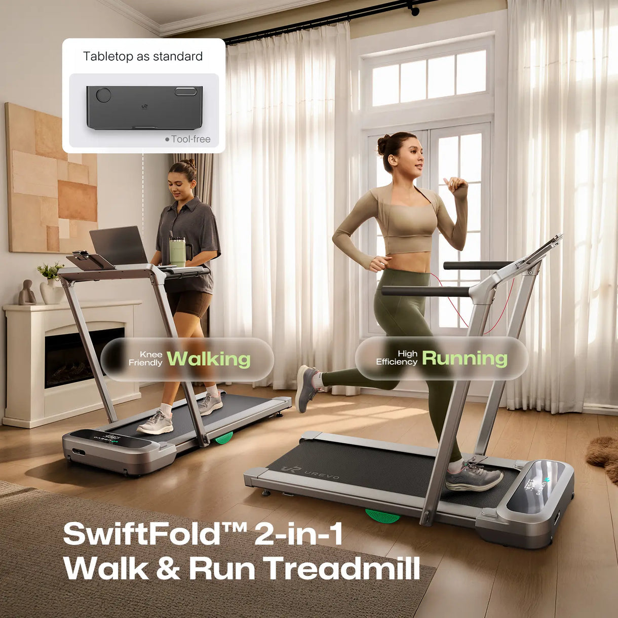 Urevo Laufband FoldiMix 5 Pro, 13 km/h, 120 kg – Silber