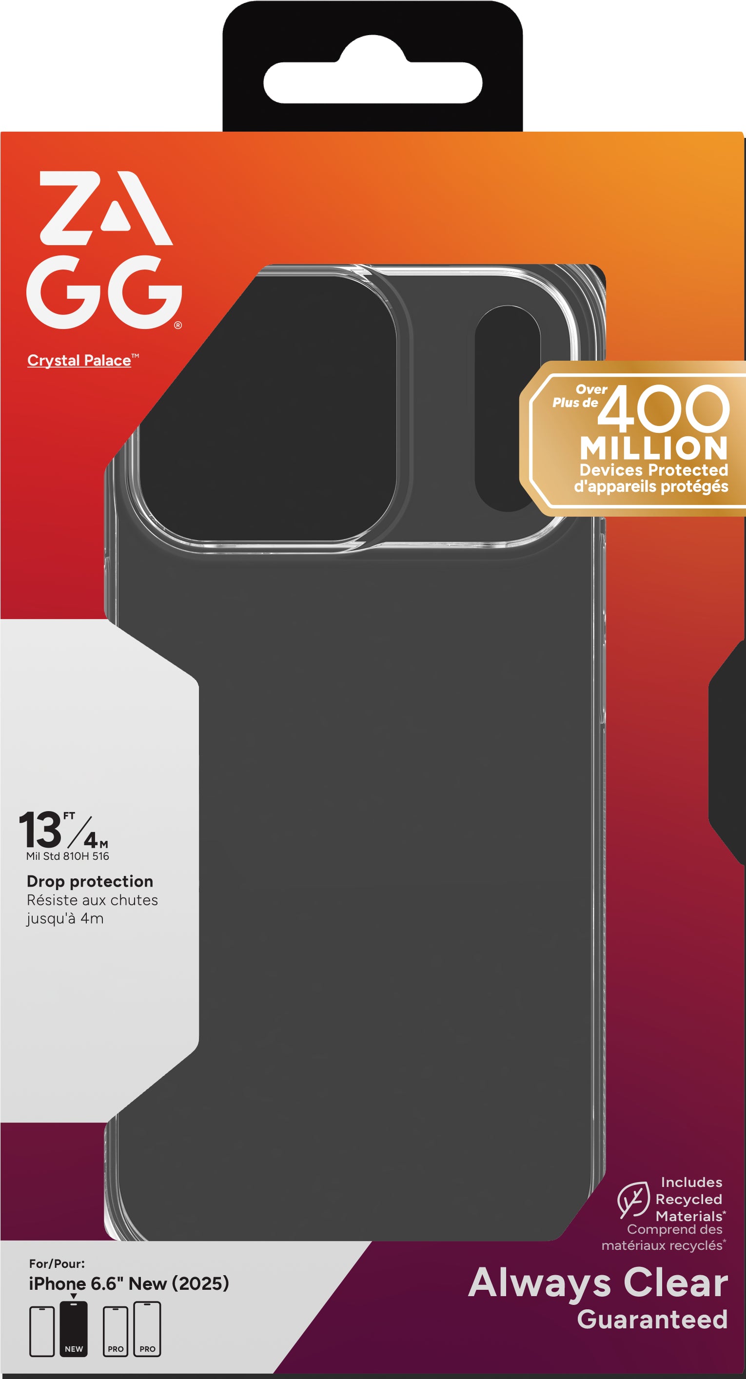 ZAGG Backcover – für Apple iPhone 17 Pro, Graphen, Transparent, bis 4 m Sturzsicherung