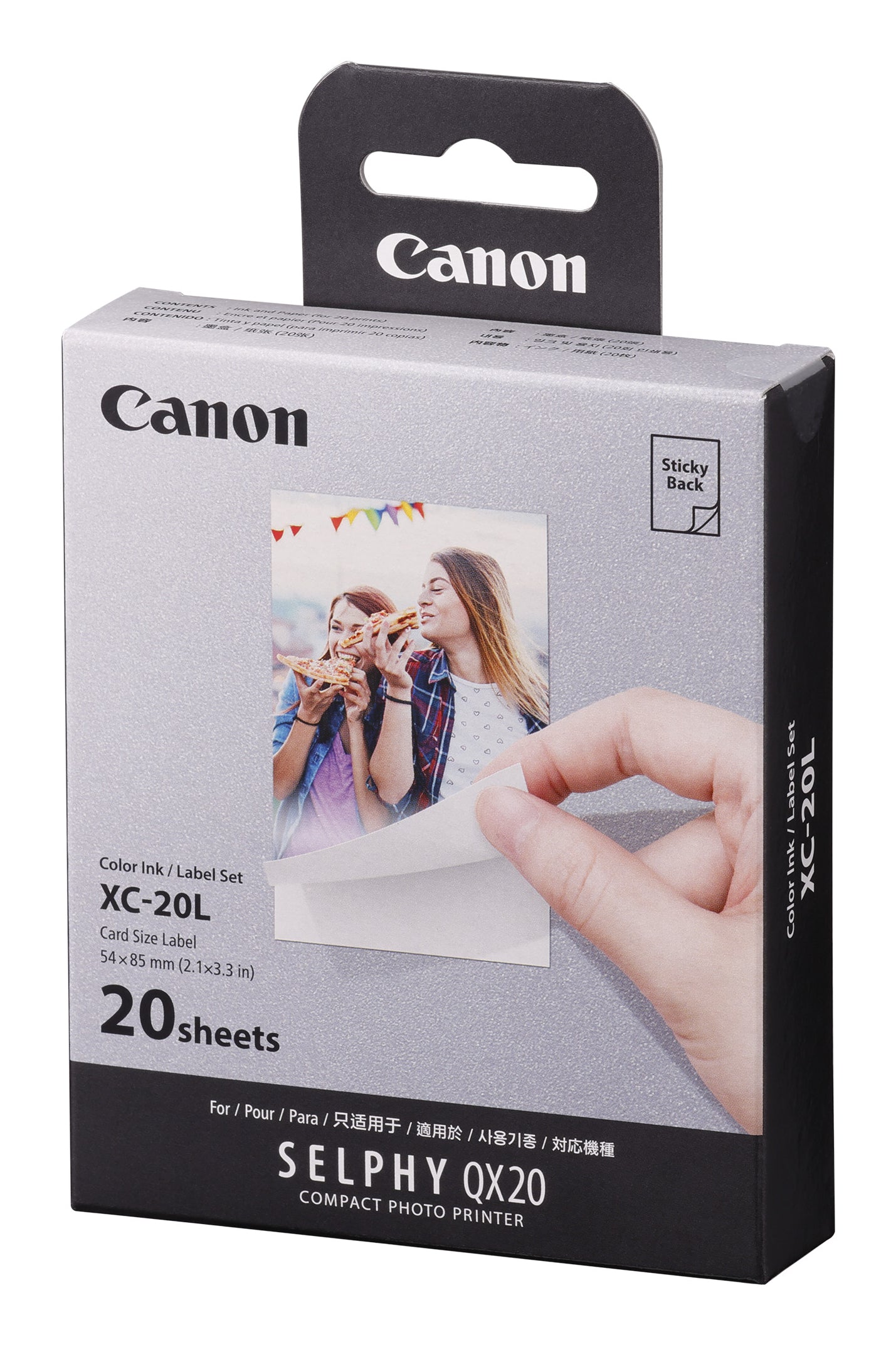 Canon XC-20L Fotopapier – 5,4 × 8,5 cm, 20 Blatt, selbstklebend, für Selphy QX20