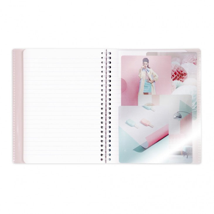 Clairefontaine Collegeblock – A4 – 90 g/m² – Doppelspirale, 2 Taschen, abgerundete Kanten, hellrosa, PEFC