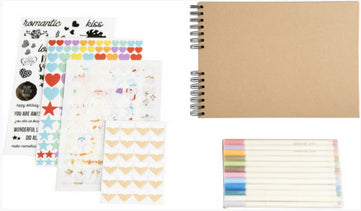 Exacompta Scrap Addict – Scrapbooking-Set – Fotoalbum 32 × 22 cm – inkl. 12 Metallic-Marker, 300 Sticker
