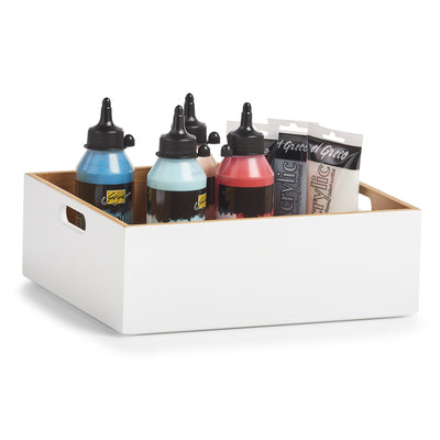 Zeller Present Aufbewahrungsbox – Bambus – Weiss – mit Griff – 300 × 105 × 270 mm